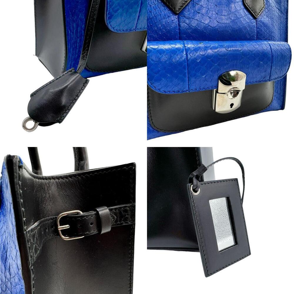 Balenciaga Handbag Shoulder Bag Python Leather Blue Black Silver - Picture 4 of 4